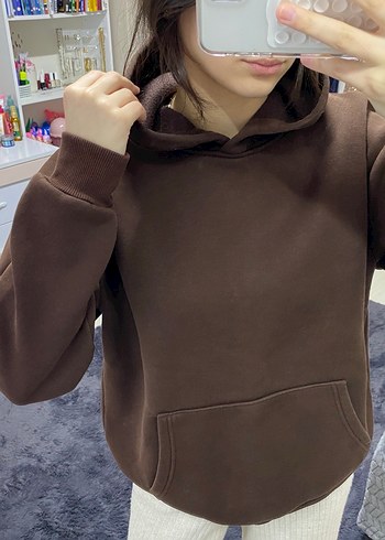 Kahverengi Kapüşonlu Salaş Sweatshirt - Görsel 2
