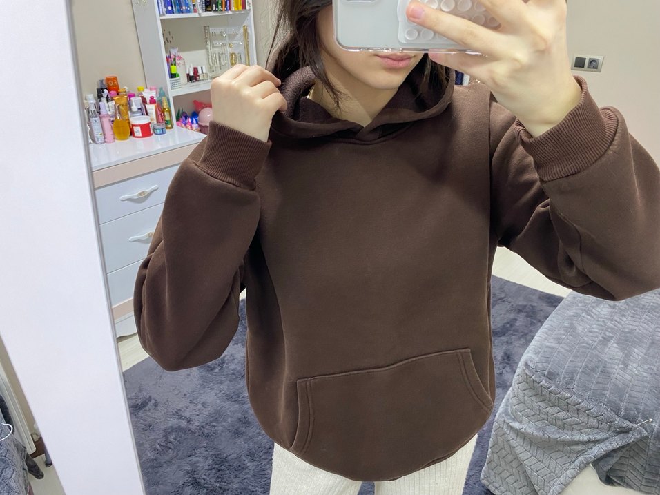 Kahverengi Kapüşonlu Salaş Sweatshirt - Görsel 2