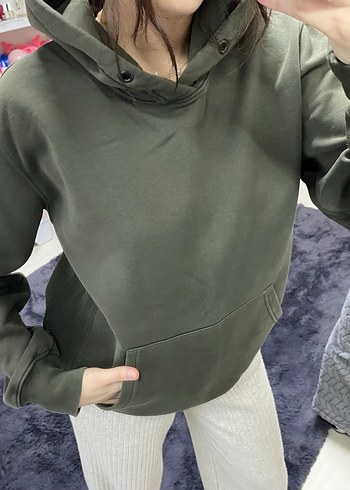 haki renk  sweatshirt - Görsel 3