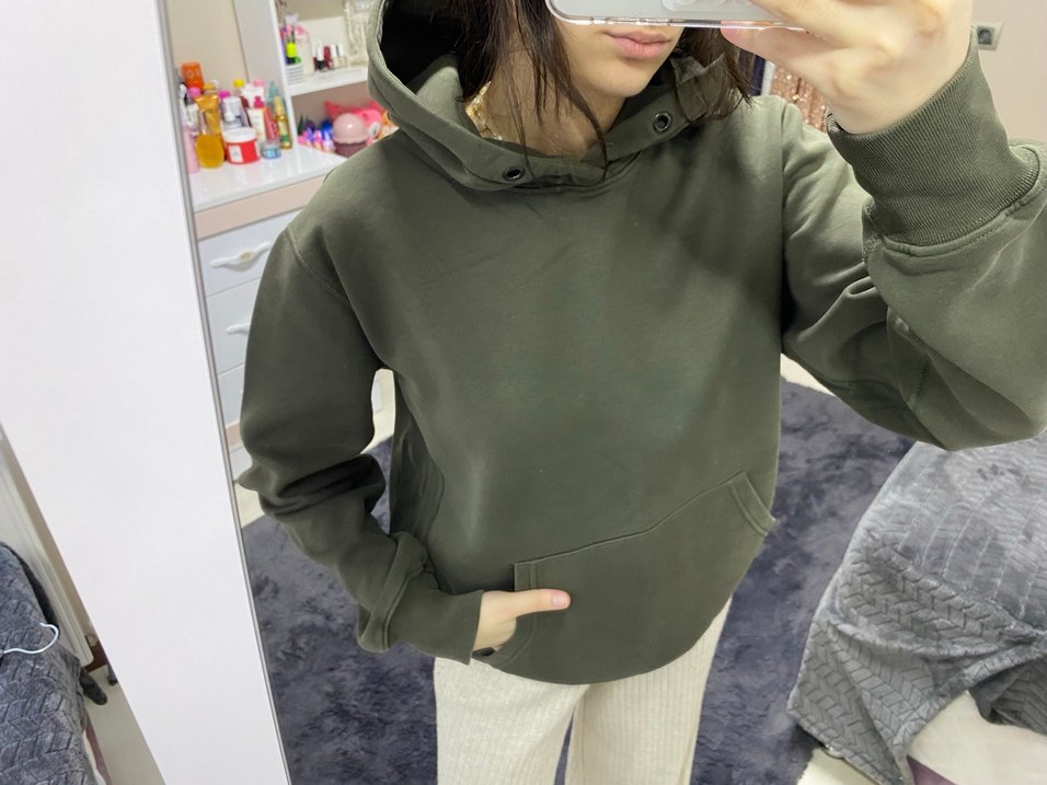 haki renk  sweatshirt - Görsel 2