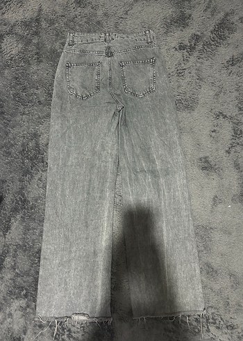 Gri bol paça Kadın Denim Pantolon - Görsel 3