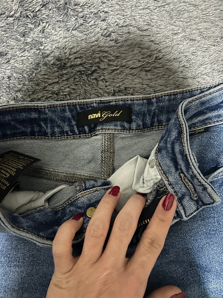 Kadın Mavi Denim Dar Kesim Jean - Görsel 5