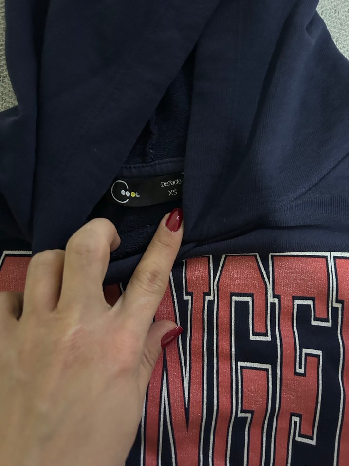 Kapüşonlu Lacivert Los Angeles Baskılı Sweatshirt - Görsel 2