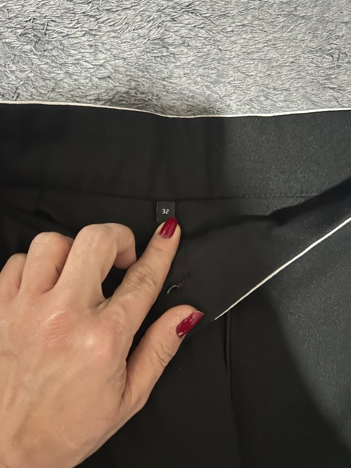 Kadın Siyah Kumaş Kemerli Pantolon - Görsel 2