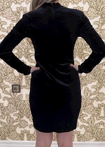 Siyah Payetli V Yakalı Elbise - Görsel 4