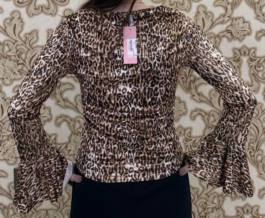 Kahverengi Leopar Desenli Kadın Bluz - Görsel 3