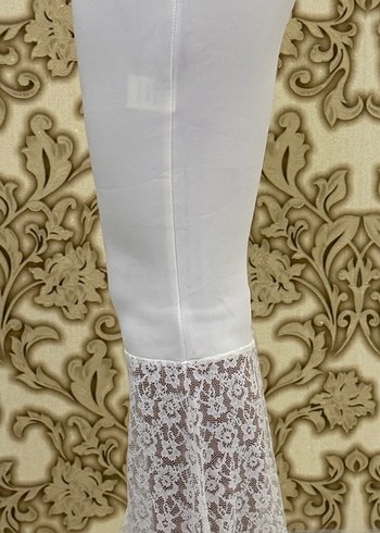 Dantel Detaylı Beyaz Bohem Kadın Kumaş Pantolon - Görsel 2