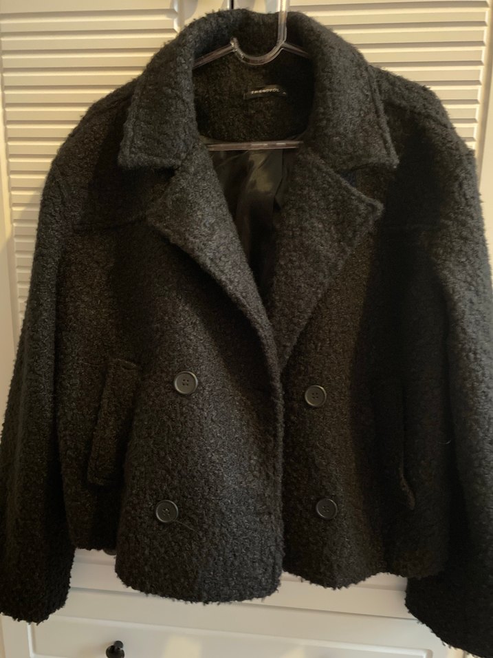 Siyah Düğmeli Midi Yün Kadın Kaban - Görsel 2