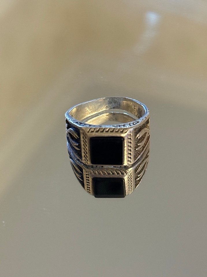 Erkek Yüzüğü Siyah Taş Detaylı 925 ayar gümüş - Görsel 3