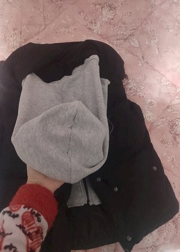 Gri Kapüşonlu Kürklü Kolsuz Kadın Yelek - Görsel 7