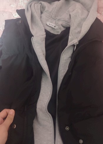 Gri Kapüşonlu Kürklü Kolsuz Kadın Yelek - Görsel 3