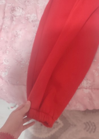 Kırmızı Rahat Kesim Kadın Eşofman Altı - Görsel 2