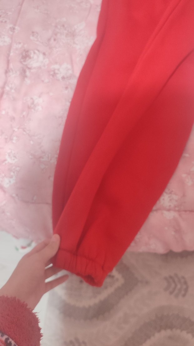 Kırmızı Rahat Kesim Kadın Eşofman Altı - Görsel 2