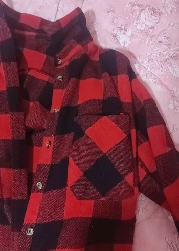 Kareli Kırmızı Kadın Yün Gömlek - Görsel 2