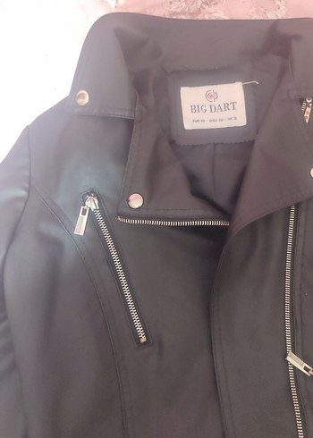 Siyah Deri Kısa Biker Ceket - Görsel 6