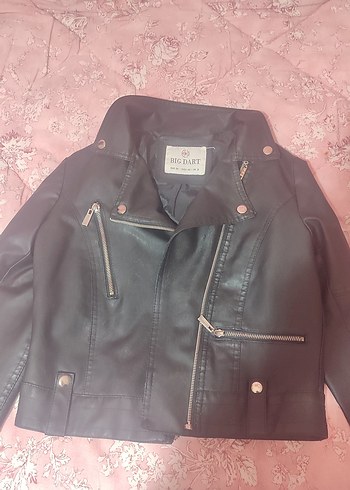 Siyah Deri Kısa Biker Ceket - Görsel 4