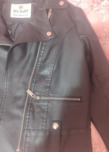 Siyah Deri Kısa Biker Ceket - Görsel 5