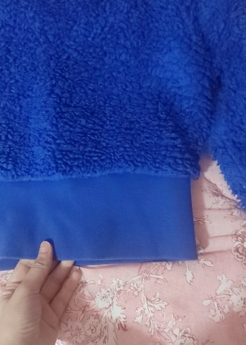 Mavi Kısa Peluş Kadın Kazak - Görsel 2