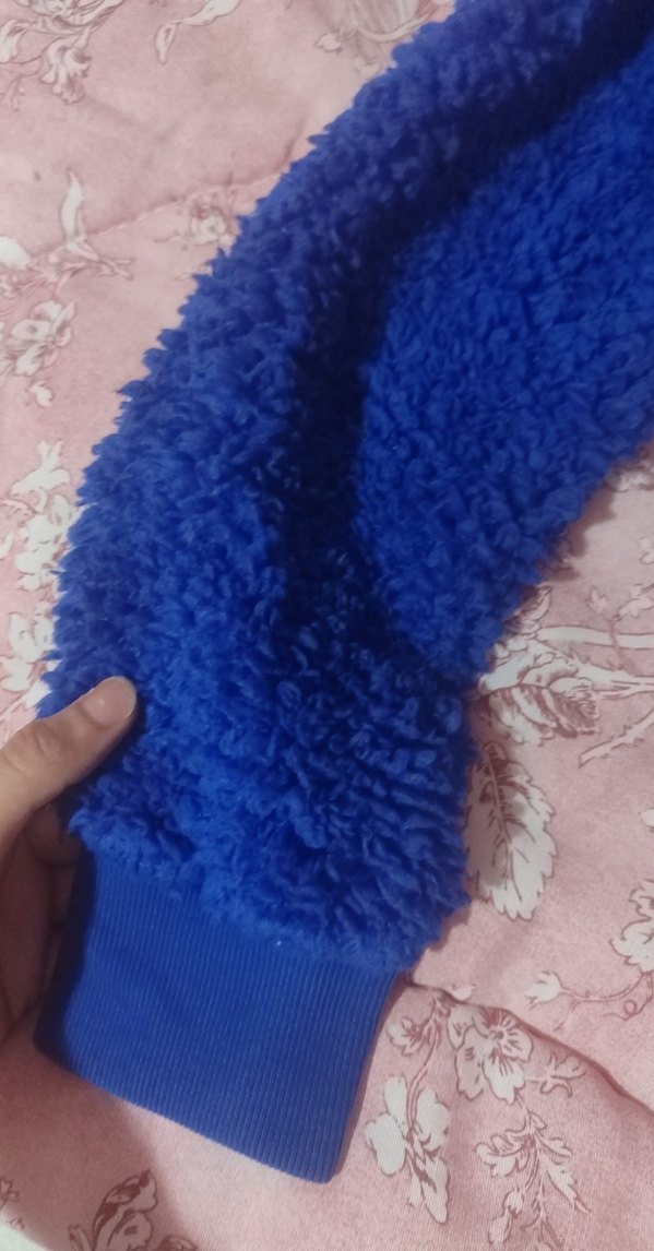 Mavi Kısa Peluş Kadın Kazak - Görsel 3