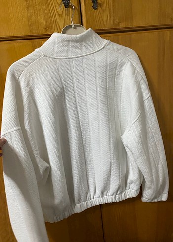 Beyaz Örgü Dokulu Kadın Ceket - Görsel 2