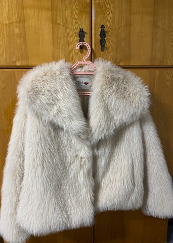 Kadın Beyaz Midi Boy Kürk Detaylı Mont - Görsel 2