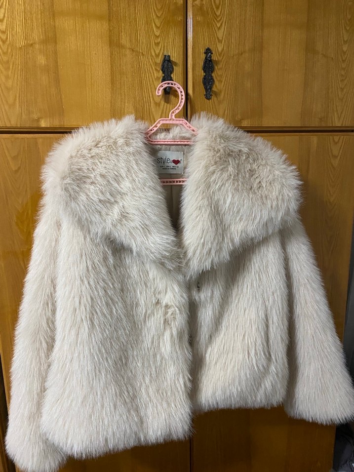 Kadın Beyaz Midi Boy Kürk Detaylı Mont - Görsel 2