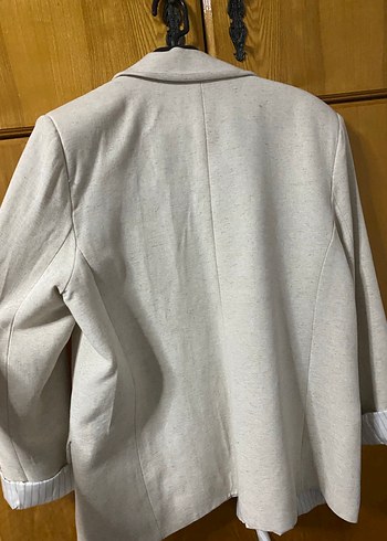 Bej Kadın Keten Blazer Ceket - Görsel 2