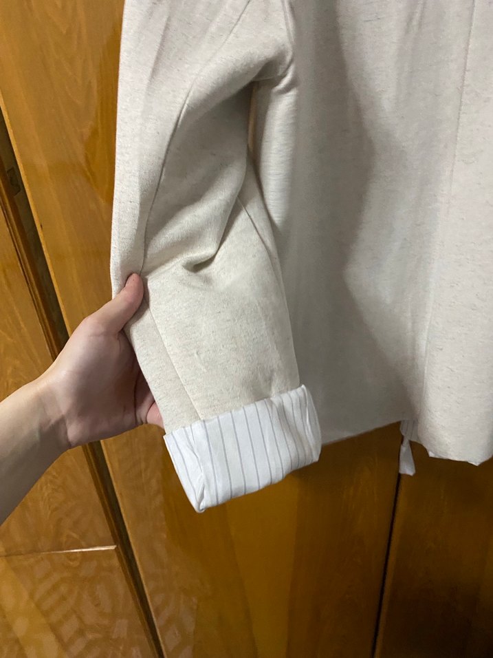 Bej Kadın Keten Blazer Ceket - Görsel 3