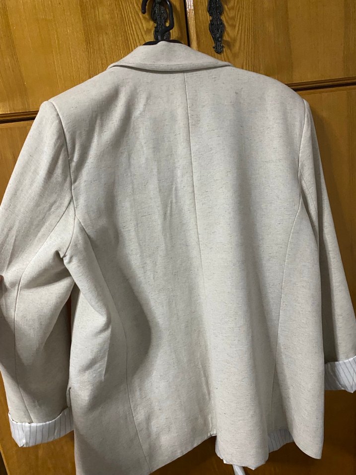 Bej Kadın Keten Blazer Ceket - Görsel 2