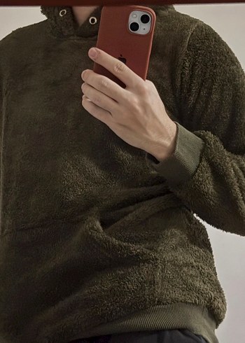 Haki yeşil Peluş Erkek Sweatshirt - Görsel 2