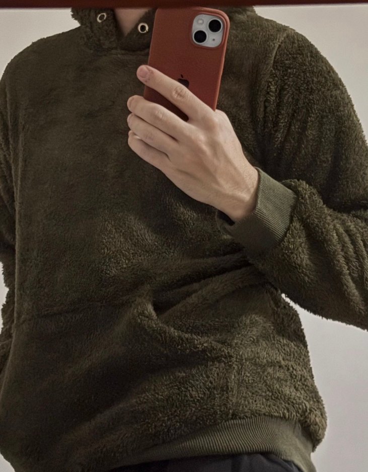 Haki yeşil Peluş Erkek Sweatshirt - Görsel 2