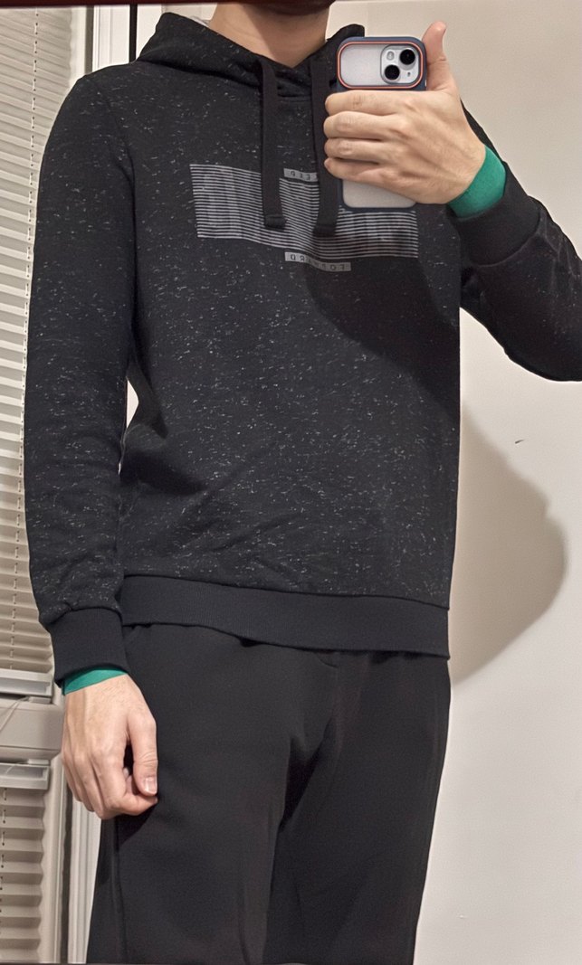 Erkek Siyah Dar Kesim Sweatshirt - Görsel 2