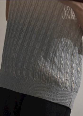 V Yaka Bej Örgü erkek Süveter - Görsel 3