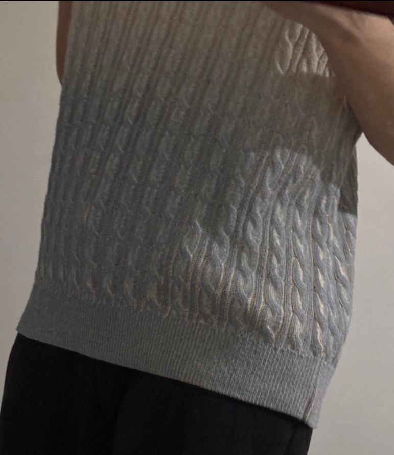 V Yaka Bej Örgü erkek Süveter - Görsel 3