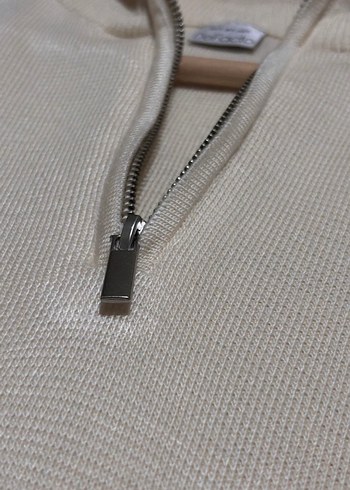 Yarım Fermuarlı Beyaz Erkek Sweatshirt - Görsel 2