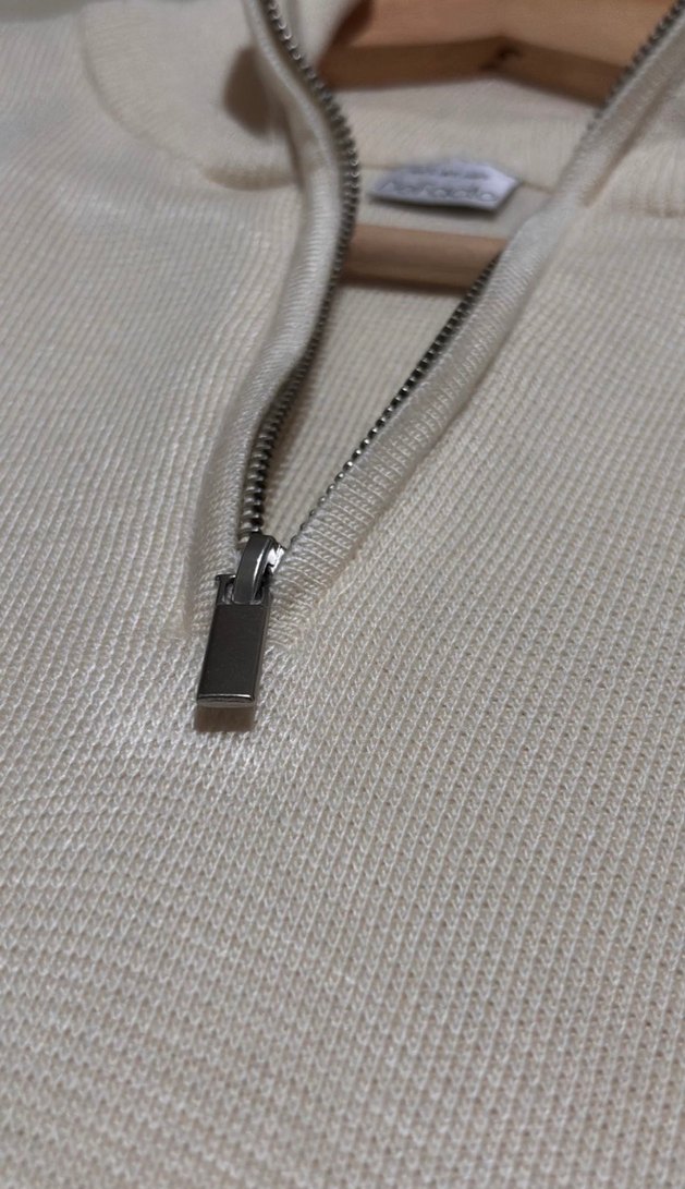 Yarım Fermuarlı Beyaz Erkek Sweatshirt - Görsel 2