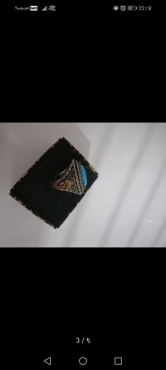 Bohem Tarzı Turkuaz Erkek Yüzük - Görsel 3