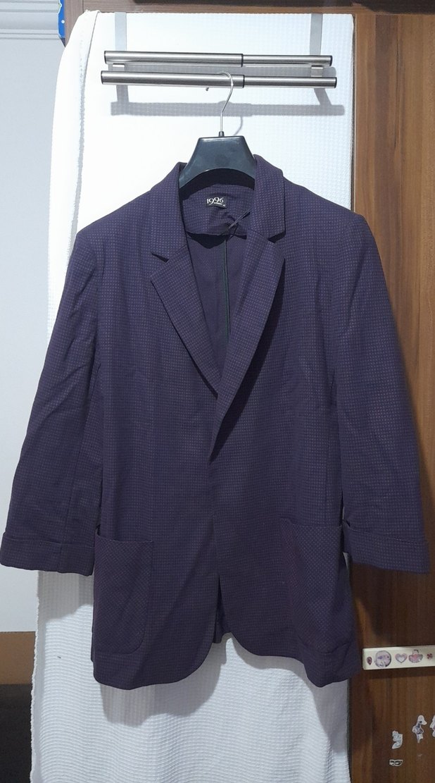 Mor Kadın Keten Blazer Ceket - Görsel 2