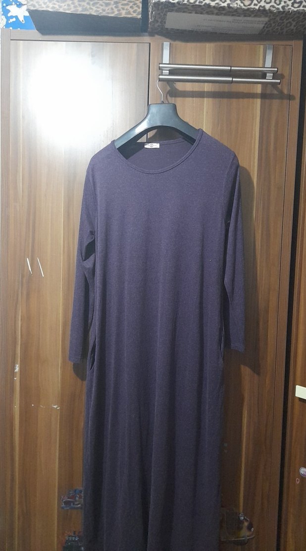 Uzun Kollu mor Kadın triko Elbise - Görsel 2