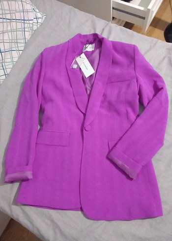 Mor Düğmeli Kadın Blazer Ceket - Görsel 3