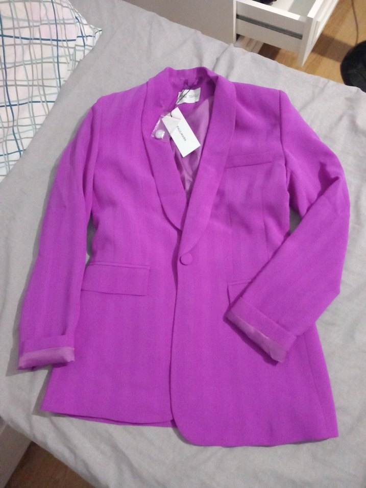 Mor Düğmeli Kadın Blazer Ceket - Görsel 3