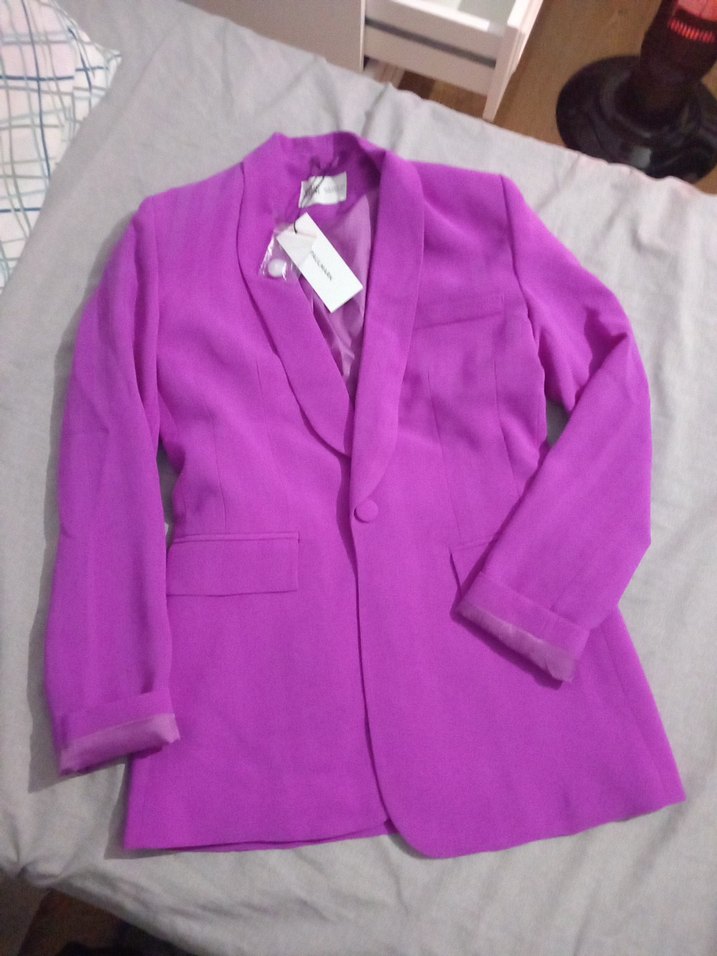 Mor Düğmeli Kadın Blazer Ceket - Görsel 2