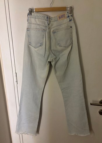 Mavi jeans yüksek bel straight pantolon - Görsel 6