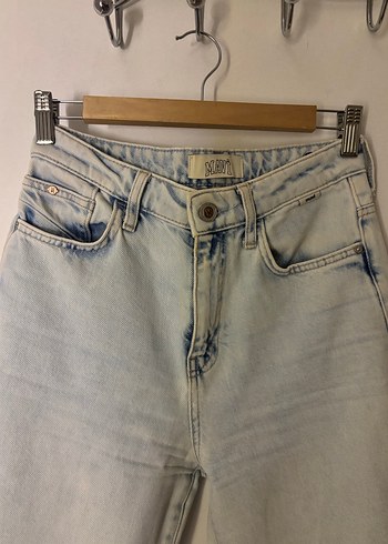 Mavi jeans yüksek bel straight pantolon - Görsel 5