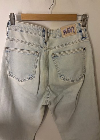 Mavi jeans yüksek bel straight pantolon - Görsel 3