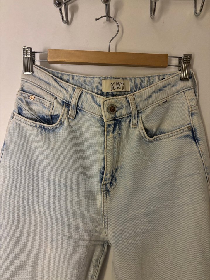Mavi jeans yüksek bel straight pantolon - Görsel 5