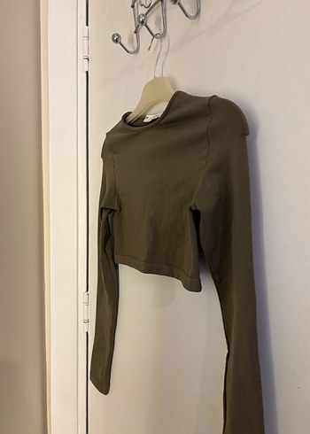 Pull&Bear Uzun Kollu Kadın Crop Top - Görsel 2