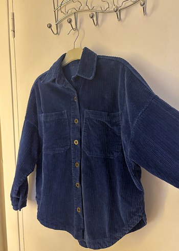 OXXO Kadife Gömlek Ceket Lacivert oversize - Görsel 5