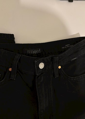 Siyah Mom jean yüksek bel mavi jean - Görsel 4