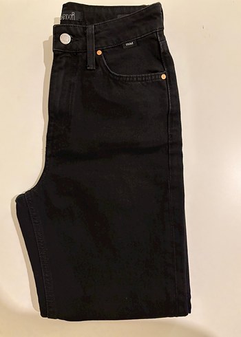 Siyah Mom jean yüksek bel mavi jean - Görsel 2